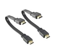 Mmnne Lot de 2 1 Pieds 25 cm Plat HDMI mâle vers mâle câble, câble Haute Vitesse HDMI HDTV - Prend en Charge Ethernet, 3D, 4 K et Audio Return