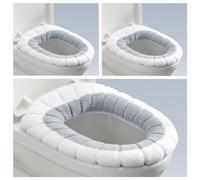 Mmnuagebleu 3pcs WC Housse de siège Antibactérien Chaud et Doux Housse Lavable Extensible pour Abattant WC Coussinet, Coussin de Couverture de siège de Toilette (Croisé)