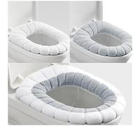 Mmnuagebleu 3pcs WC Housse de siège Antibactérien chaud et doux Housse lavable extensible pour abattant WC Coussinet
