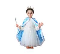 Mmnuagebleu Cape à Capuche de Princesse pour Déguisement Costume Halloween Fête Carnaval Noël Velours-Bleu,M,125-135cm