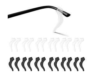 MMOBIEL 12 Paires de Crochets Universels en Silicone, Embouts de Branches Antidérapants et Support pour Lunettes de Vue, Lunettes de Soleil - Noir et Transparent