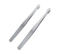 MMOBIEL 2 Paires de Pinces à Timbres en Acier Inoxydable - Pinces Plates à Extrémité Large de Précision pour Timbres, Documents, Développement de Photos, etc.