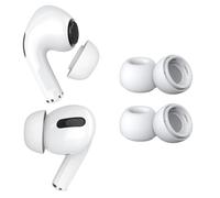 MMOBIEL 2 Paires Embouts de Rechange pour AirPods Pro Gen 1 & 2 Embouts Auriculaires Silicones avec Trou Réduction Bruit, Boîte Rangement Portable et Adaptable à Le Boîtier Chargeur - S - Blanc