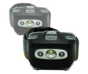 MMOBIEL 2 pièces Lampe Frontale Flash à LED 1000 lumens 7 Modes, résistante à l'eau pour matériel de Camping, extérieur, Urgence, Course, incluant Un Bandeau réglable et Une Lampe de sécurité Rouge.