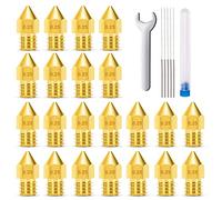 MMOBIEL 20 pièces extrudeuse d'imprimante E3D E3D V5-V6 3D en Laiton de 0,25 mm pour Filament de 1,75 mm, incluant Une clé M7 et 5 Aiguilles de Nettoyage