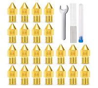 MMOBIEL 20 pièces extrudeuse d'imprimante E3D E3D V5-V6 3D en Laiton de 0,6 mm pour Filament de 1,75 mm, incluant Une clé M7 et 5 Aiguilles de Nettoyage