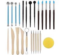 MMOBIEL 24 pièces Outils de Sculpture pour Argile Polymère en Silicone - Grattoir en Bois pour Argile - Pinceau en Caoutchouc et Outil de Modelage pour Poterie et Bricolage l'art des Ongles