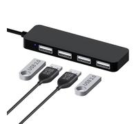 MMOBIEL 4-Port USB 2.0 Ultra Mince Adaptateur pour hub de données Noir