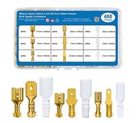 MMOBIEL 480 pièces Connecteurs à Brosse et cosses à sertir avec Manchons isolants pour Le câblage électrique - 2,8 mm 4,8 mm 6,3 mm Mâle et Femelle - Or