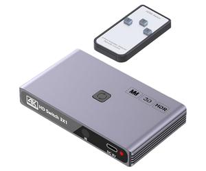 MMOBIEL 4K@60Hz HDMI Switch 3 in 1 Out - Diviseur Bidirectionnel - Commutateur Hub à Télécommande - Multi HDMI pour TV, Monitor etc. - Compatible avec Apple TV, Xbox, PS5/4, Firestick etc.