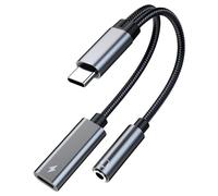 MMOBIEL Adaptateur Casque et Chargeur USB-C vers 3.5mm 16 Bit/60W 2-in-1 Splitter Type-C vers Mic Audio Jack Adaptateur avec Charge Rapide pour iPhone 17 16 15, iPad Air/Pro, Galaxy S25 S24 S23