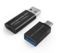 MMOBIEL Bloqueurs de Données [Lot de 2] - USB-A Mâle vers C + USB-C Mâle vers A - Charge Uniquement, Anti Juice Jacking - Adaptateurs Sécurisés Noirs