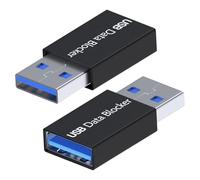 MMOBIEL Bloqueurs de Données [Lot de 2] - USB-A Mâle vers USB-A Femelle - Charge Uniquement, Anti Juice Jacking - Adaptateurs Sécurisés Noirs