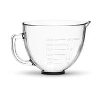 MMOBIEL Bol Mélangeur Verre 4.8L pour KitchenAid 4.3, 4.7/4.8L Robot Pâtissier à Tête Inclinable sur Socle Artisan & Classic Series Poignée, Bec Verseur & Marquages de Mesure - Lavage à la Main