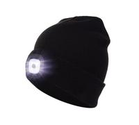 MMOBIEL Bonnet avec Lampe Frontale - LED Bonnet en Lumière Intégrée USB Rechargeable Unisexe - Tricoté Doux et Chaud avec Lampe de Poche - Noir