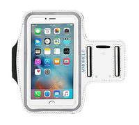 MMOBIEL Brassard pour Le Sport Compatible avec iPhone 17/16/15/14/13/12/11//X/XR/XS/8(+)/7(+) Samsung S20/S10(+)/Note 10 (Blanc) 6.2 inch néoprène Etanche et élastique, Bandes réflectives
