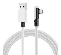 MMOBIEL Câble VR Link USB vers USB-C pour Meta Quest 3S / 3/2 / Pro, Pico 4 Ultra / 4 et PC/Steam VR Câble Type-C 90 Degrés pour Casque VR Gaming - Câble USB Charge de 3m - Blanc