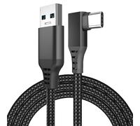 MMOBIEL Câble VR Link USB vers USB-C pour Meta Quest 3S / 3/2 / Pro, Pico 4 Ultra / 4 et PC/Steam VR Câble Type-C 90 Degrés Tressé en Nylon pour Casque VR Gaming - 3m - Noir
