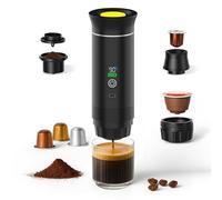 MMOBIEL Cafetière Portable Machine à Café Expresso Électrique avec Base Anti-Dérapante, Auto-Chauffante & USB-C - Compatible Capsules & Café Moulu pour Voyage, (Noir)
