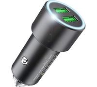 MMOBIEL Chargeur de Voiture Quick Charge 3.0 Adaptateur Allume-Cigare | Double Port USB (Input: DC 12-24V / Output: DC 5V=2.4A) Compatible avec iPhone, Samsung, Xiaomi, Huawei, Oppo, etc. (Noir)