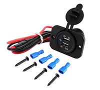 MMOBIEL Chargeur Universel étanche Double USB avec indicateur LED Bleu 12 V-24 V Sortie 5 V 2,1 A Chargeur Haute Vitesse