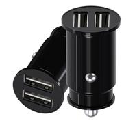 MMOBIEL Chargeur Voiture 2.0 Mini Chargeur 2 Ports USB [2 Pack] - Compact Taille 5V/2.4A/24W pour iPhone 16/15/14/13, iPad, Samsung S25/S24/S23/S22/S21/EDGE/Note/Plus, Xiaomi, Huawei, Oppo etc. - Noir