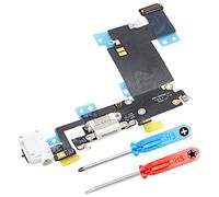 MMOBIEL Connecteur de Charge Compatible avec iPhone 6s Plus 2015 - Dock Connector - Câble Nappe de Rechange - avec Jack Audio/Microphone/Antenne Remplacement - INCL. Tournevis - Blanc