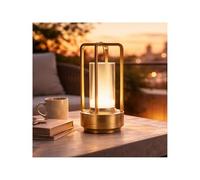 MMOBIEL Lampe de Table en Verre Sans Fil LED Tactile Rechargeable, 3 Températures de Couleur à Intensité Variable, Batterie 2000mAh, USB-C pour Chambre, Terrasse, Intérieur/Extérieur - Or