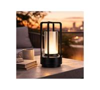 MMOBIEL Lampe de Table Sans Fil LED Tactile Rechargeable Métal Rond, 3 Températures de Couleur à Intensité Variable, Batterie 1800mAh, (Noir, Abat-jour en verre)