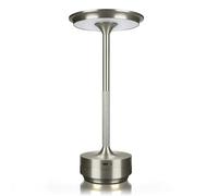 MMOBIEL Lampe de Table Sans Fil LED Tactile Rechargeable Métal Rond, 3 Températures de Couleur à Intensité Variable, Batterie 1800mAh, (Argent, Métal rond)