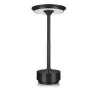 MMOBIEL Lampe de Table Sans Fil LED Tactile Rechargeable Métal Rond, 3 Températures de Couleur à Intensité Variable, Batterie 1800mAh, (Noir, Métal rond)