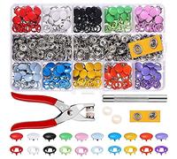 MMOBIEL Lot de 200 boutons pression en acier inoxydable avec 4 couleurs différentes, pince perforatrice pour cuir, têtes métalliques 12 mm, marteau inclus