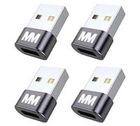 MMOBIEL Lot de 4 adaptateurs USB vers USB-C - Connecteur USB-A vers Type C Femelle - Câble de Charge de Type C à USB-A - Compatible avec iPhone 17,16,15,14,13,12 Pro Max, iPad Air, AirPods, Samsung