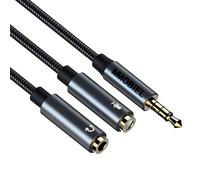 MMOBIEL Répartiteur de Casque 3.5mm - Audio et Micro Répartiteur Auxiliaire 3.5mm 2 Femelles (Stéréo et Microphone) vers 1 Mâle Compatible avec Ordinateur Portable, PC, Tablette etc. 30cm