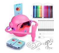 MMOBIEL Robot de Dessin pour Enfants Jouet Éducatif Interactif avec 100 Cartes de Dessin, Guide Vocal, 12 Feutres Colorés & Batterie USB-C - Cadeau Créatif pour Filles, Garçons 3 à 9 Ans - Rose