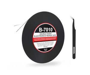 MMOBIEL Ruban Adhésif Double-Face 2mm, 50m - Noir Ruban de Montage avec Adhésif Acrylique Puissant pour la Réparation d’Écrans LCD, Téléphone, Tablette, Ordinateur Portable - Pince à Épiler Incluse