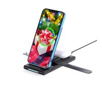 MMOBIEL Support de Charge sans Fil Compatible avec iPhone, Apple Watch et AirPods - Chargeur Rapide 3-en-1 Pliable Compatible avec Qi Magsafe Support de Charge sans Fil pour Téléphone - Noir