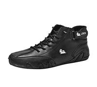 MMOOVV LDECK Chaussures pour homme, lacets hauts, fermeture velcro, chaussures de loisirs sportives, grandes tailles, bottes courtes pour homme, Noir , 44 EU