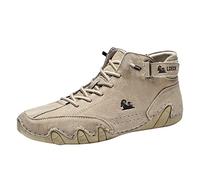 MMOOVV LDECK Chaussures pour homme, lacets hauts, fermeture velcro, chaussures de loisirs sportives, grandes tailles, bottes courtes pour homme, kaki, 40 EU