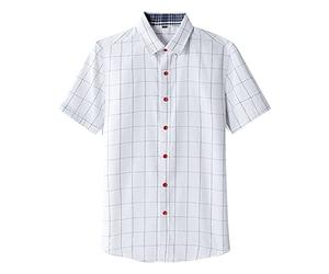 MMOOVV Mode Homme Printemps Été Décontracté Manches Courtes Col Montant Chemise Imprimée Respirant Hauts Hommes Chemise en Jean Chemise Homme, A-blanc., M