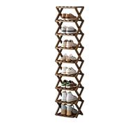 MMOU Etagere Rangement Chaussures Pliable Étagère à Chaussures Étroite avec 10 Étagères, Etagere Chaussure Bois, Gain de Place, pour Entrée, Couloir, Chambre (Color : Brown, Size : 26 * 26 * 139)