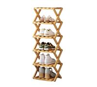 MMOU Etagere Rangement Chaussures Pliable Étagère à Chaussures Étroite avec 10 Étagères, Etagere Chaussure Bois, Gain de Place, pour Entrée, Couloir, Chambre (Color : Wood Color, Size : 26 * 26 * 88)