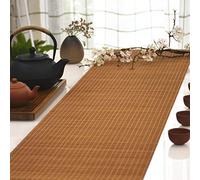 MMQGQ Chemin De Table en Bambou Naturel De Style Japonais, Napperon Antidérapant, Napperons De Table De Cuisine à La Maison, Rideau en Bambou D'ombre, Marron(Size:40×200cm)