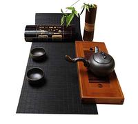 MMQGQ Chemin De Table Tissé en Bambou Naturel Noir, Napperon Lavable Japonais Simple pour Napperon De Décor De Table De Salon De Thé De Table Basse(Size:30×120cm)