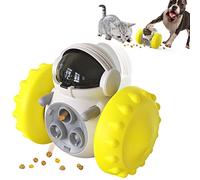 MMSGA Jouet Distributeur de Nourriture pour Chien de Chat,Jouet éducatif Animaux,Voiture d'équilibre Non électrique, pour l'entraînement IQ et Les Compétences de Recherche de Nourriture (Jaune)