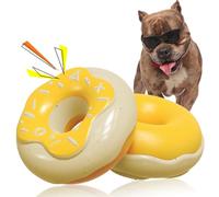 MMSGA Jouets à Couinement Donuts pour Chiens，Jouets à Mâcher pour Chiens en Forme de Donut，avec Un Arôme Crémeux pour Les Masticateurs Agressifs Moyennes et Grandes (Jaune)