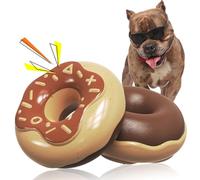 MMSGA Jouets à Couinement Donuts pour Chiens，Jouets à Mâcher pour Chiens en Forme de Donut，avec Un Arôme Crémeux pour Les Masticateurs Agressifs Moyennes et Grandes (Café)