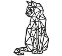 MMshop Plaque décorative chat 40 x 26 cm en noir ornements géométriques décoration murale décoration murale ornement suspendu chat decor 3D