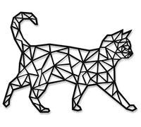 MMshop Plaque décorative Chat debout 40 x 30 cm Décoration murale géométrique Découpe de chat Ornement à suspendre Fabriqué en Europe Noir
