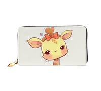 MMSJSBVY Astronaut Landing On The Moon Portefeuille en cuir avec fermeture éclair pour femme, Adorable nœud en forme de girafe, Taille unique